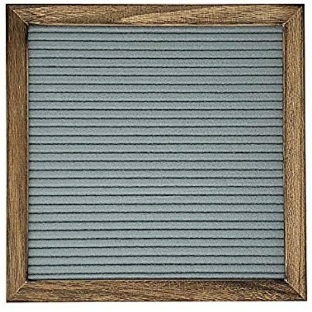 10x10 Grey Felt Brown Wood Frame Letter Board!